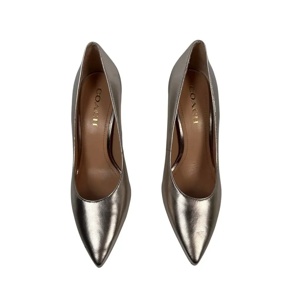Coach Skyler‎ Pumps Womens 8.5 Metallic Champagne Gold Stiletto Heel Pointed Toe